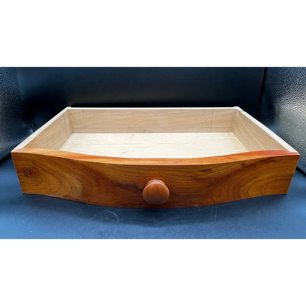 Vtg Wood Swivel Vanity Mirror Tabletop Dressing Station Storage Drawer 19x17.75